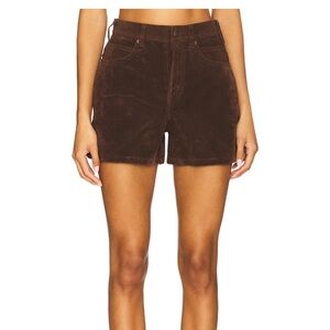 FREE PEOPLE BROWN VEGAN SUEDE SHORT